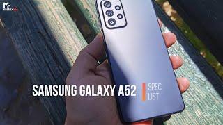 SAMSUNG GALAXY A52 WHATS IN THE BOX AND SPECS