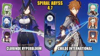 (F2P) Clorinde Hyperbloom & Childe International | Spiral Abyss 4.7 - Floor 12 | Genshin Impact