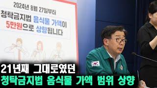 [청탁금지법] 21년만에 음식물 선물 가액 범위 5만 원으로 상향... 농수산물 선물 가액은?