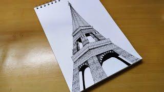 How to draw easy Mandala art of Eiffel tower | Zentangle art | Doodle art | Quick drawing