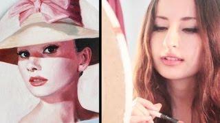 Painting Audrey Hepburn (oil) by Lena Danya