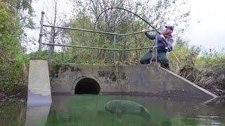 I Hooked a BIG Mystery Fish In The SEWER PIPE After The Flood!