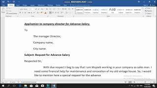 How to write application To Company Director For Advance Salary.