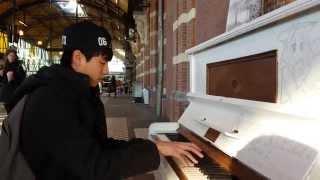 Yiruma's River flows in you & Pachelbel's Canon in D | train passenger on public piano (Khoi Pham)