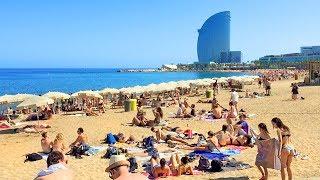 BARCELONA BEACH WALK along Barceloneta Beach Promenade | Spain