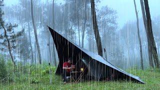 SOLO CAMPING HEAVY RAIN - RELAXING CAMPING WITH RAIN SOUNDS - ASMR