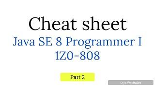 How to Pass OCA Java 8 | Java OCA 1Z0 - 808 Cheat sheet