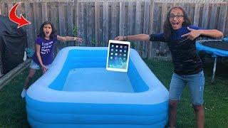 kids Ipad In The Swimming Pool Prank!! funny sisters video