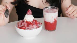 Strawberry Milk Bingsu // Korean Shaved Ice 