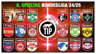 Bundesliga 6. Spieltag: Prognosen & Tipps 24/25