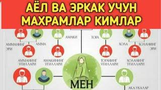 ЭРКАК ВА АЕЛ УЧУН КИМЛАР МАХРАМ КИМЛАР НОМАХРАМ БИЛИБ ОЛИНГ // ERKAK VA AYOLLAR UCHUN KIMLAR MAXRAM