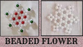 Beaded Flower Rangoli/ Classical Rangoli Made With White Mani/bead craft ideas/pearl craft/bead work