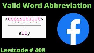 VALID WORD ABBREVIATION | LEETCODE # 408 | PYTHON TWO POINTERS SOLUTION