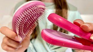 ASMR Brushing, Combing + Straightening your hair | actual camera combing | Spray sounds | No talking