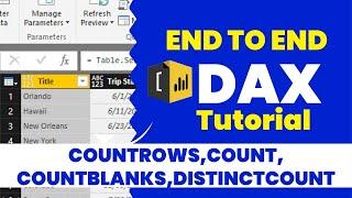 End to End DAX Tutorial | Power Bi | Countrows, Count, Countblanks, Distinctcount | KSR Datavizon