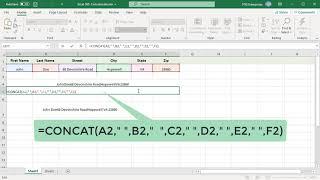 How to use CONCAT Function in Excel - Office 365