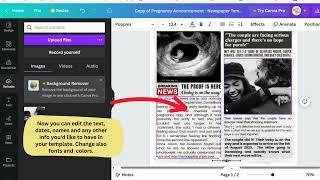 Pregnancy Newspaper Canva Template -  Editing Video