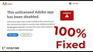 How to Fix " The unlicensed Adobe App Has Been Disabled' in Photoshop 2023.