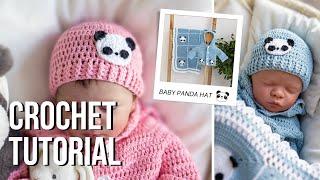 Crochet Easy Panda Baby Hat 