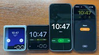 Samsung Z Flip 6, Moto Razr 50 Ultra, Google Pixel 9 Pro XL, iPhone 15 Pro Max Timer & Alarm Alerts