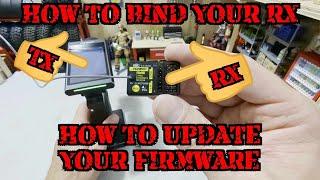 How to bind an NB4 RX w/bind button & update firmware, set up voltage alarm with the internal sensor