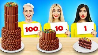 CHALLENGE: 100 strati di cibo di cioccolato!|Guerra deliziosa|24 ore|RATATA