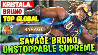 SAVAGE Bruno Unstoppable Supreme [ Top Global Bruno ] Kristala. - Mobile Legends Emblem And Build