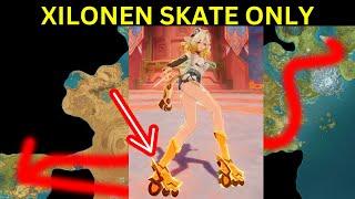 Xilonen Skate Only Run from Mondstadt to Natlan (Genshin Impact)