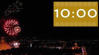 10-Minute Timer - 4K Slow Motion Fireworks New Year’s Eve - No Music No Alarm