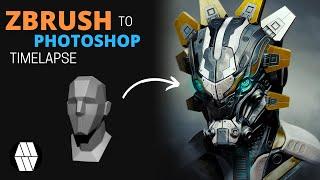 ZBrush to Photoshop Timelapse - 'Android Bust' Concept