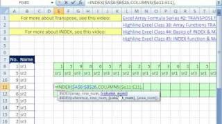 Excel Magic Trick 460: Transpose Range with INDEX, COLUMNS and ROWS functions