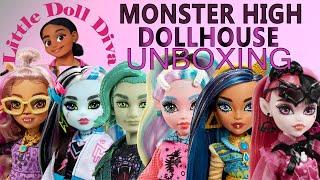 Unboxing Clawdeen's Bedroom set and SIX Monster High Dolls in Little Doll Diva's Dollhouse