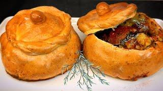 Baked meat in dough pots! | Ukrainian recipe - DELICIOUS!