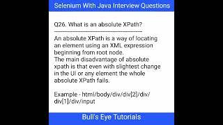 What is absolute XPath with example | Why is absolute XPath used | #selenium #shorts #java