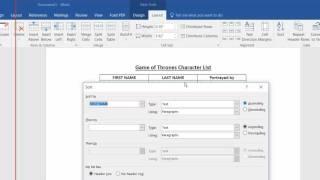 Sorting Table Columns Alphabetically - Before Evaluation