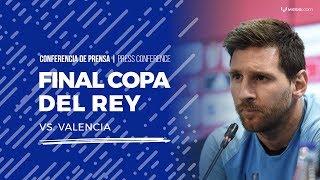 Leo Messi at a press conference before the Copa del Rey final
