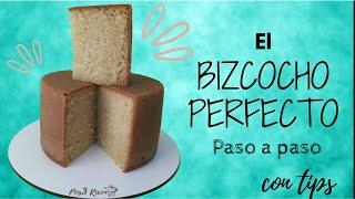 Bizcocho, Torta de vainilla, húmeda, esponjosa, perfecta para fondant y tortas talladas.
