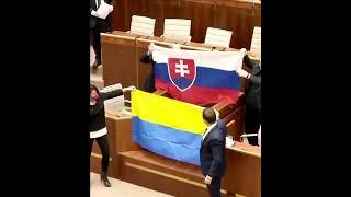 Ukrainian Flag disrespected at Slovak Parliament. Hit that subscribe button & Share.