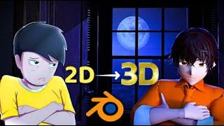 Converting a 2D animation video into 3D animation using Blender | Blender Animation Tutorial 2025