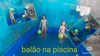 desafio na piscina,desafio do balão no ar na piscina.