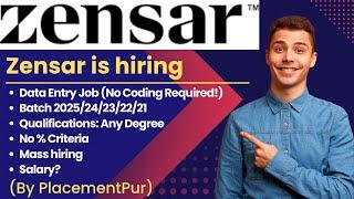 Zensar is hiring 2025/24/23/22/21 batch | No % criteria | Required skills? |  Location? | Salary?