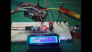 GAS Leakage+Smoke Detector Using Arduino + MQ2( or MQ9) + LCD SCREEN +I2C module + buzzer / Led