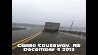 Canso Causeway Tractor Trailer Flips 1015 The Hawk   December 4 2013