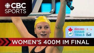 Summer McIntosh breaks own world record in 400m IM at Canadian swim trials | CBC Sports