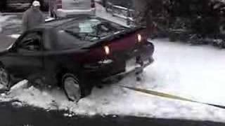 car is stuck in snow