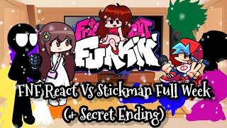 FNF React To Vs Stickman Full Week (+ Secret Ending)||FRIDAY NIGHT FUNKIN||ElenaYT.