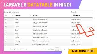 Laravel 8 Datatable Tutorial in Hindi (Server Side/Ajax) With Source Code