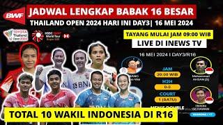 Jadwal 16 Besar Thailand Open 2024 Hari ini: 10 Wakil Indonesia di R16 | Thailand Open Day3/R16