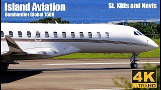 Beautiful Bombardier Global 7500 (N178QS) Departing St. Kitts For San Jose Int'l Airport