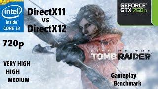 Rise of the Tomb Raider | i3 6100 | GTX 750 ti | DX11 VS DX12 | ALL PRESET | 720P